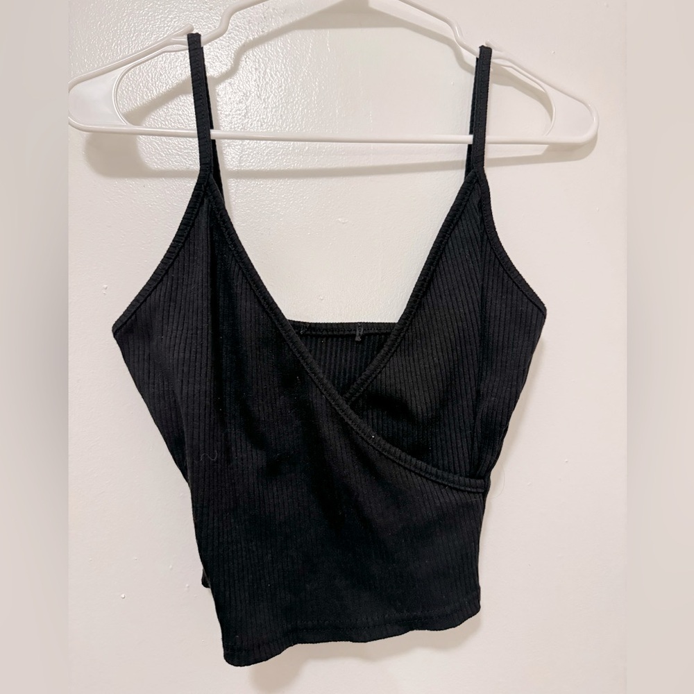 Women's - UNBRANDED Black Cross Bust Crop Tank - XS